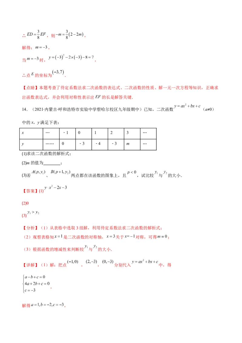 专题06待定系数求二次函数的解析式(解析版)（重点突围）_北师大初中数学_9上-北师大版初中数学_06专项讲练_学霸满分2022-2023学年九年级数学上册重难点专题提优训练（北师大版）