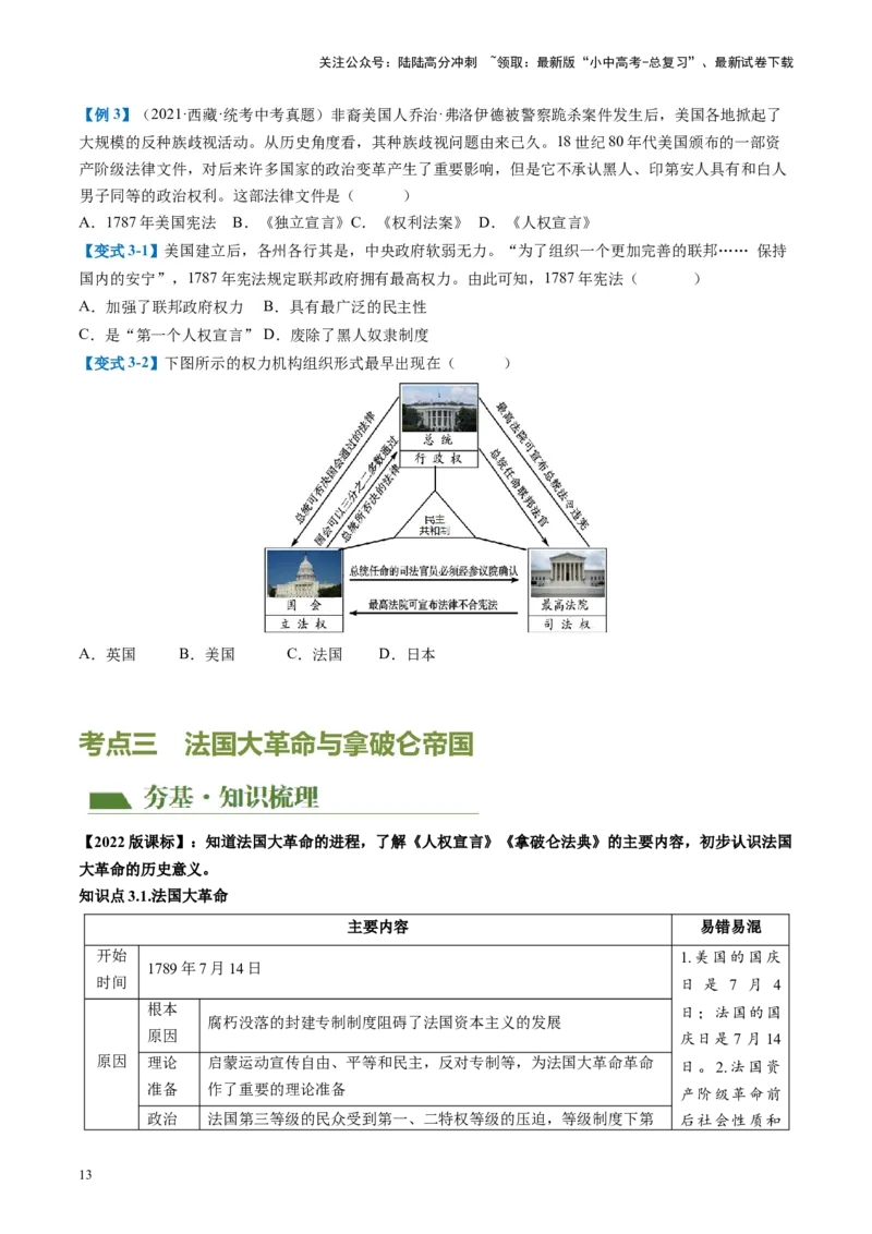 （讲义）专题21资本主义制度的初步确立（原卷版）_02中考总复习（2026版更新中）_06-历史-中考总复习_2024年中考复习资料_一轮复习_配套讲义（原卷版+解析版）