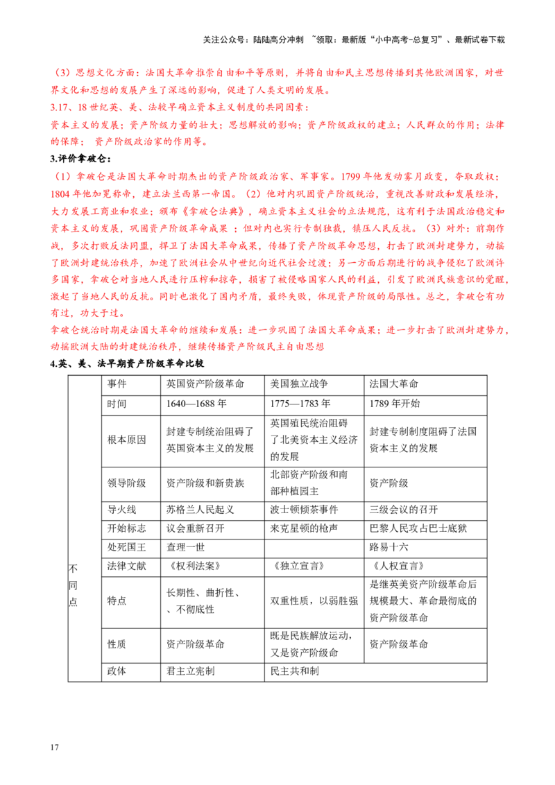 （讲义）专题21资本主义制度的初步确立（原卷版）_02中考总复习（2026版更新中）_06-历史-中考总复习_2024年中考复习资料_一轮复习_配套讲义（原卷版+解析版）