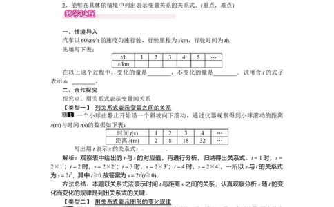3.2用关系式表示的变量间关系_北师大初中数学_7下-北师大版初中数学_7下-初中数学北师大版（旧版）赠送_03教案_全册教案（第1套）