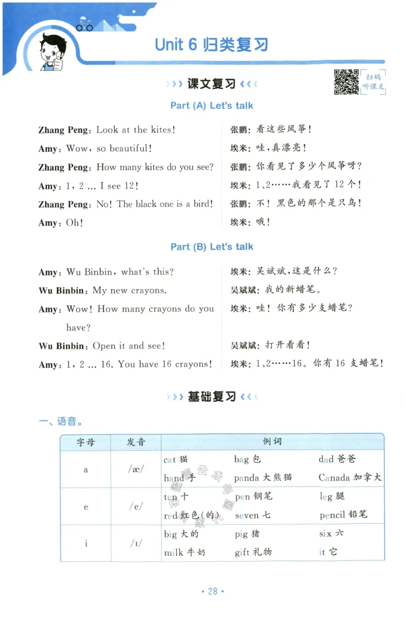 小学英语《53单元归类复习》3B_26春四年级上下册人教版_四上英语合集人教版PEP英语四年级上册新教材（教学视频+课件+动画+音频+练习+教案）_17练习资料_《53单元归类复习》_3-6下册