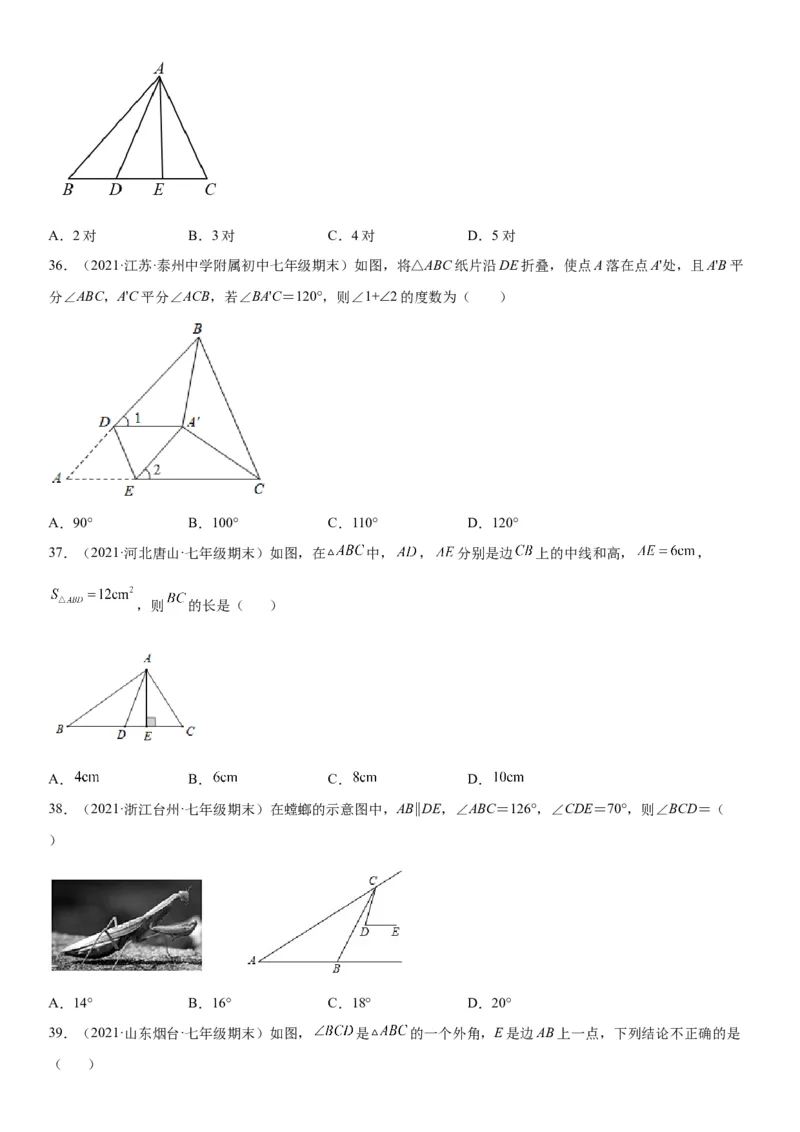 4.1认识三角形-七年级数学下册《考点&bull;题型&bull;技巧》精讲与精练高分突破（北师大版）_北师大初中数学_7下-北师大版初中数学_7下-初中数学北师大版（旧版）赠送_06专项讲练