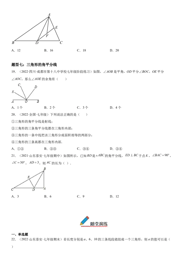 4.1认识三角形-七年级数学下册《考点&bull;题型&bull;技巧》精讲与精练高分突破（北师大版）_北师大初中数学_7下-北师大版初中数学_7下-初中数学北师大版（旧版）赠送_06专项讲练