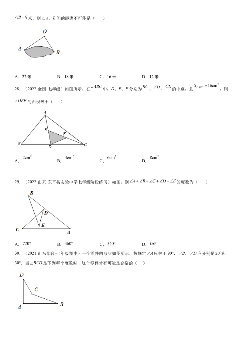 4.1认识三角形-七年级数学下册《考点&bull;题型&bull;技巧》精讲与精练高分突破（北师大版）_北师大初中数学_7下-北师大版初中数学_7下-初中数学北师大版（旧版）赠送_06专项讲练