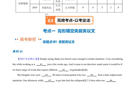 专题14完形填空夹叙夹议文和说明文（讲义）（原卷版）_03高考英语_2024年新高考资料_2.2024二轮复习_高频考点解密2024年高考英语二轮复习高频考点追踪与预测（新高考专用）