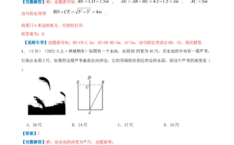 专题01勾股定理的应用（解析版）_北师大初中数学_8上-北师大版初中数学_旧版_06专项讲练_挑战压轴题2022-2023学年八年级数学上册压轴题专题精选汇编（北师大版）