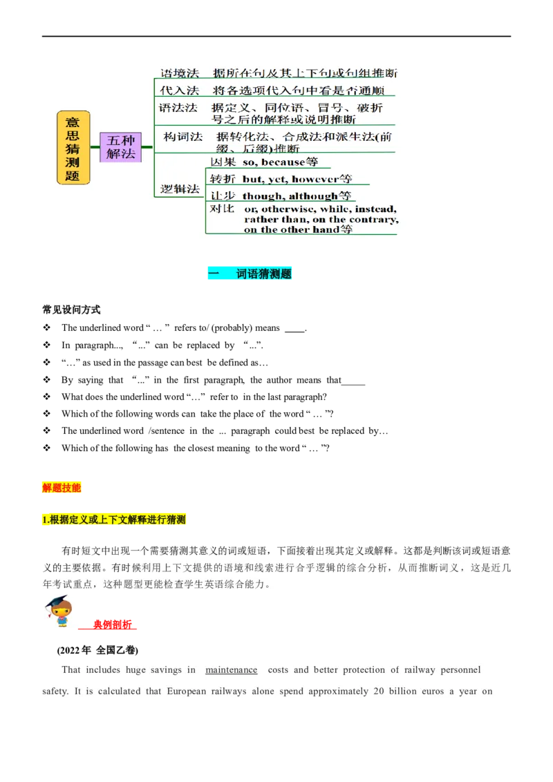 专题15阅读理解：词义猜测题--备考2023年高考二轮英语复习讲练测--讲练_03高考英语_通用版（老高考）复习资料_2023年复习资料_二轮复习_2023年高考英语二轮复习讲练测（全国通用）