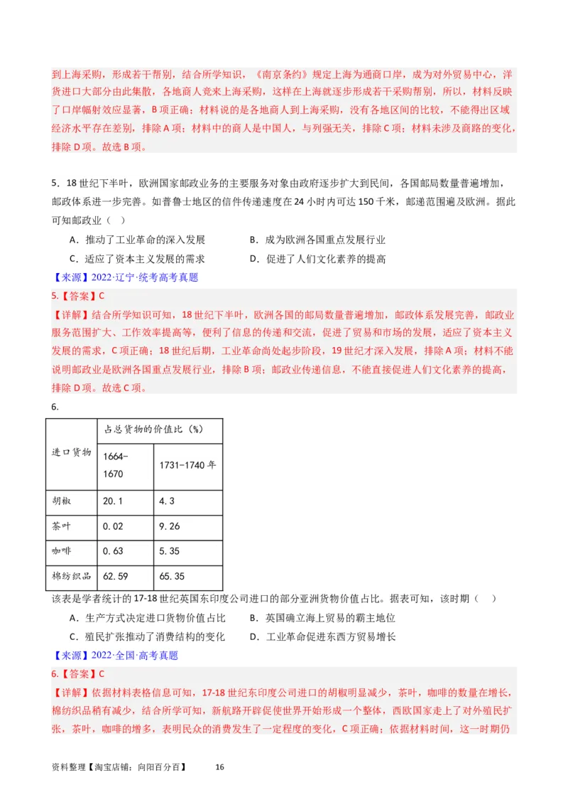 专题15选择性必修2经济与社会生活（解析版）_07高考历史_通用版（老高考）复习资料_2024年复习资料_完五年（2019-2023）高考历史真题分项汇编（全国通用）