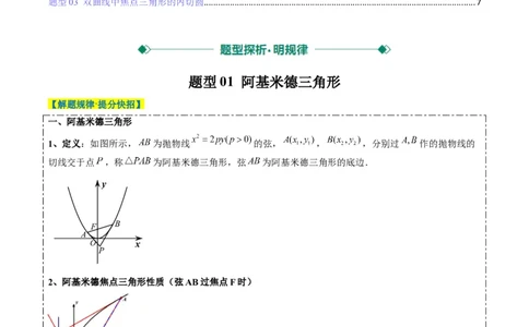 专题14阿基米德三角形与椭圆、双曲线焦点三角形内切圆问题（3大题型）-2025年高考数学二轮热点题型归纳与变式演练（新高考通用）（原卷版）_02高考数学_2025年新高考资料_二轮复习