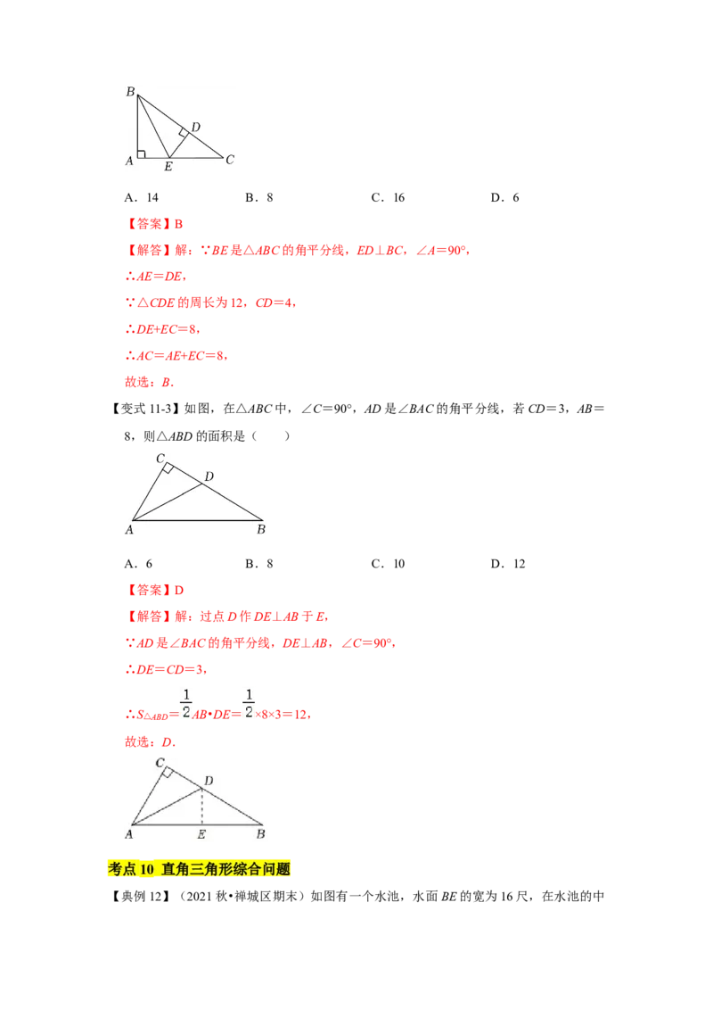 专题01三角形证明（知识点梳理+典例剖析+变式训练）-八年级数学下学期期末冲刺满分必刷常考压轴题（北师大版）_北师大初中数学_8下-北师大版初中数学_旧版-可参考_06专项讲练