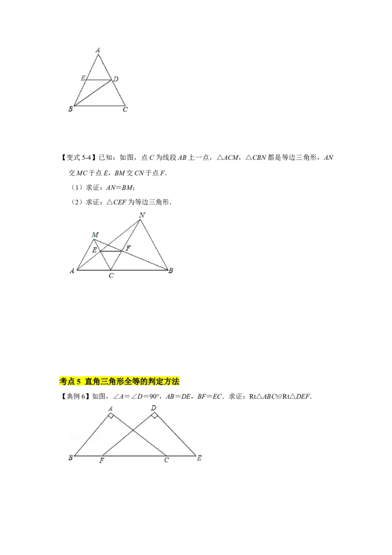 专题01三角形证明（知识点梳理+典例剖析+变式训练）-八年级数学下学期期末冲刺满分必刷常考压轴题（北师大版）_北师大初中数学_8下-北师大版初中数学_旧版-可参考_06专项讲练