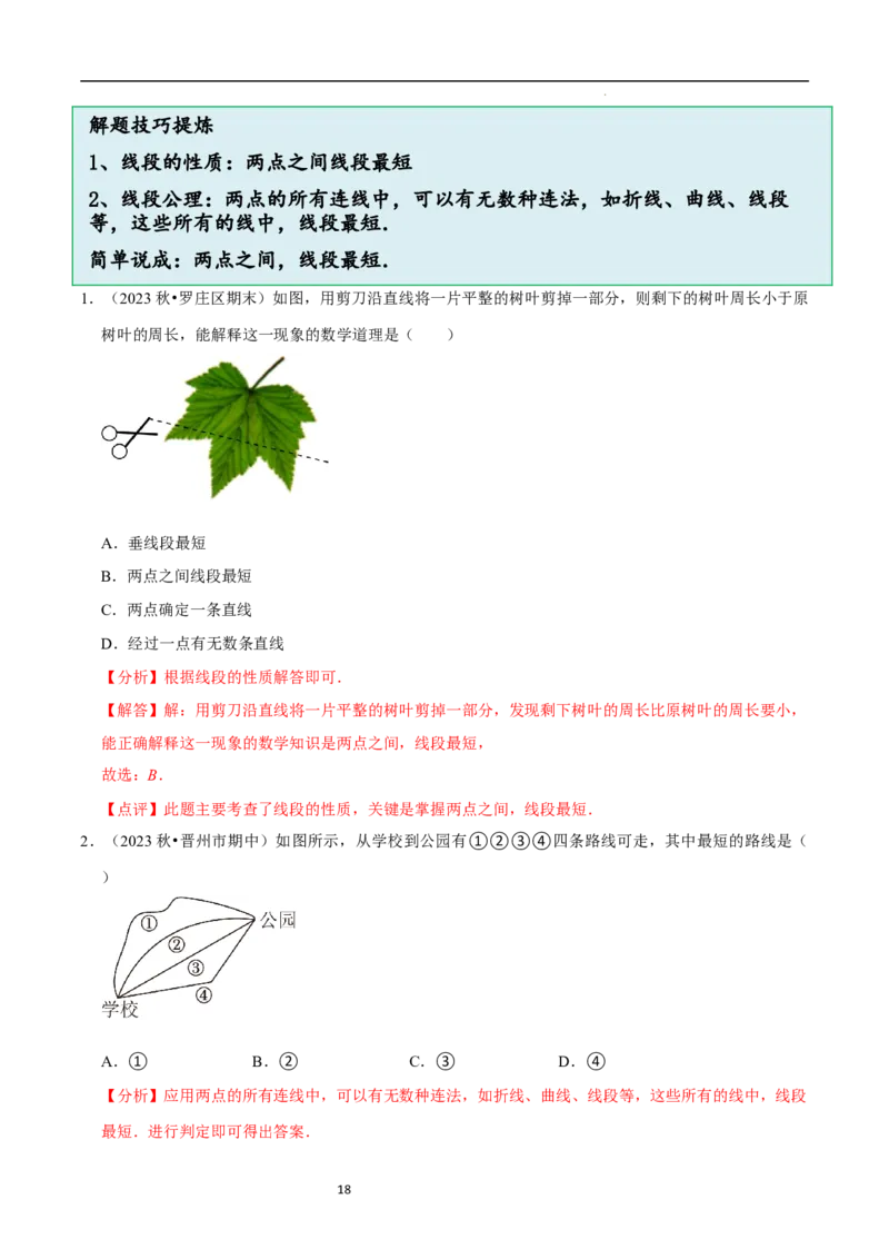 4.1线段、射线、直线（10大题型提分练）（解析版）_北师大初中数学_7上-北师大版初中数学_7上-初中数学北师大（2024新版）持续更新_03课件+练习