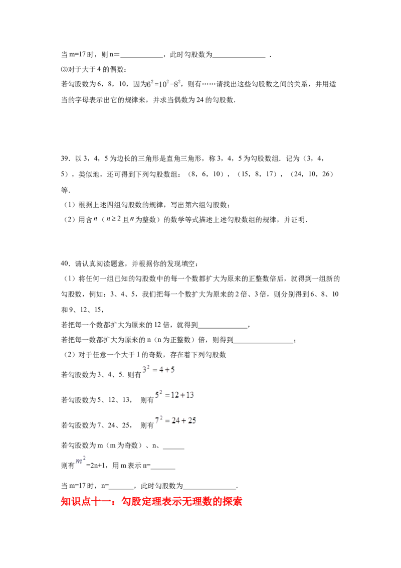 专题1.10勾股定理知识点分类专题训练2-2021-2022学年八年级数学上册基础知识专项讲练（北师大版）_北师大初中数学_8上-北师大版初中数学_旧版_06专项讲练