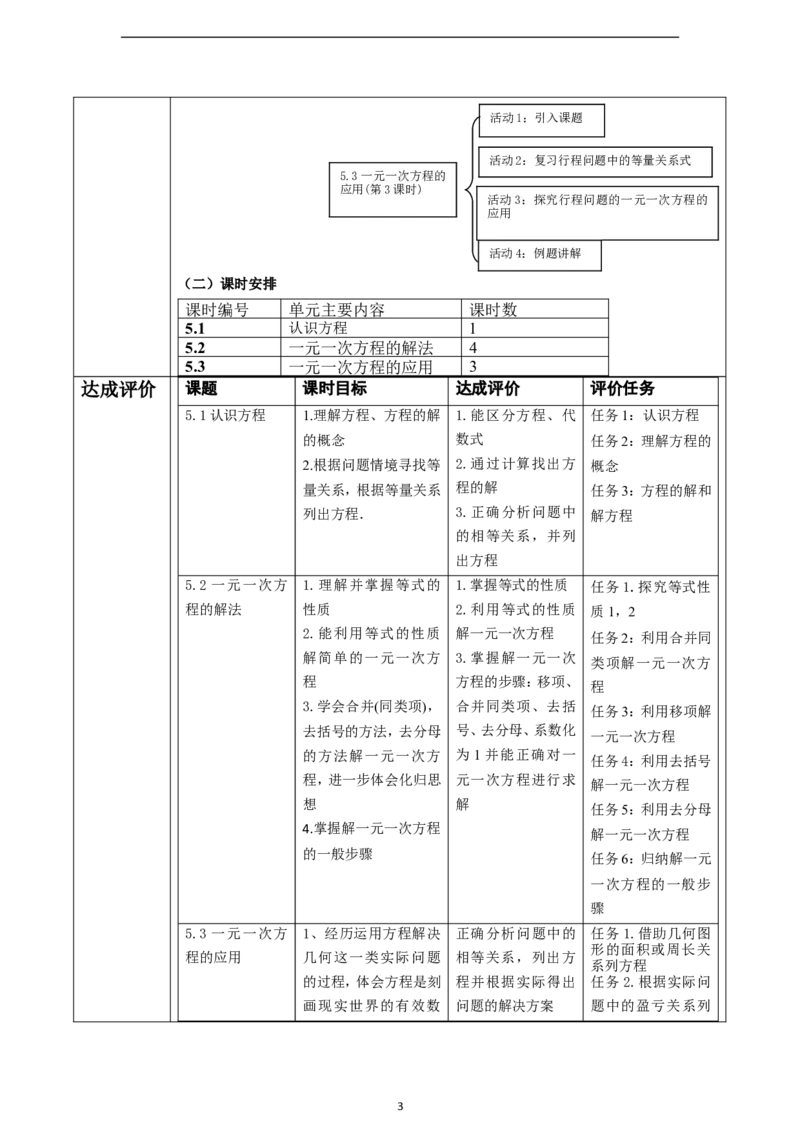 《一元一次方程》大单元教学设计_北师大初中数学_7上-北师大版初中数学_7上-初中数学北师大（2024新版）持续更新_01课件+教案（大单元教学）_429