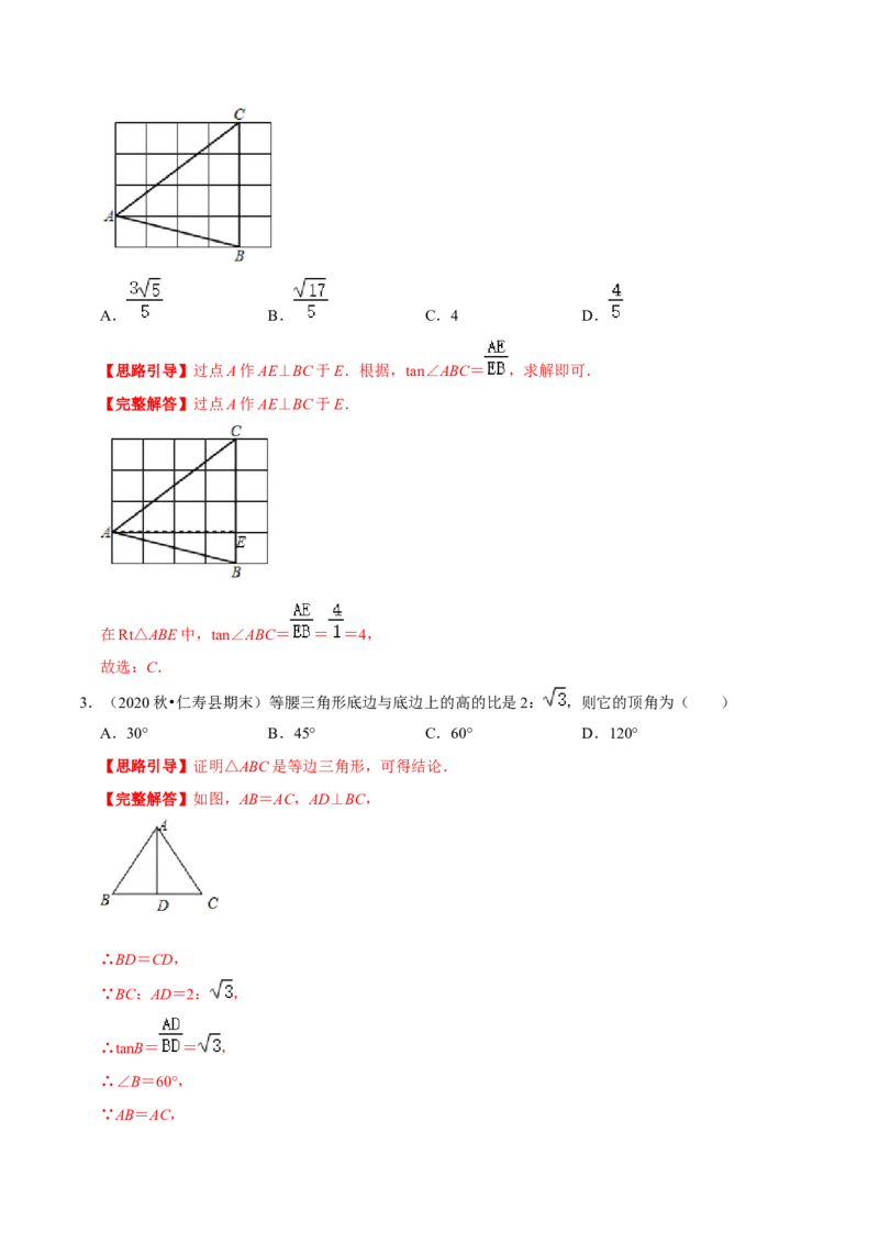 专题01锐角三角函数（解析版）-挑战压轴题九年级数学下册压轴题专题精选汇编（北师大版）_北师大初中数学_9下-北师大版初中数学_06专项讲练