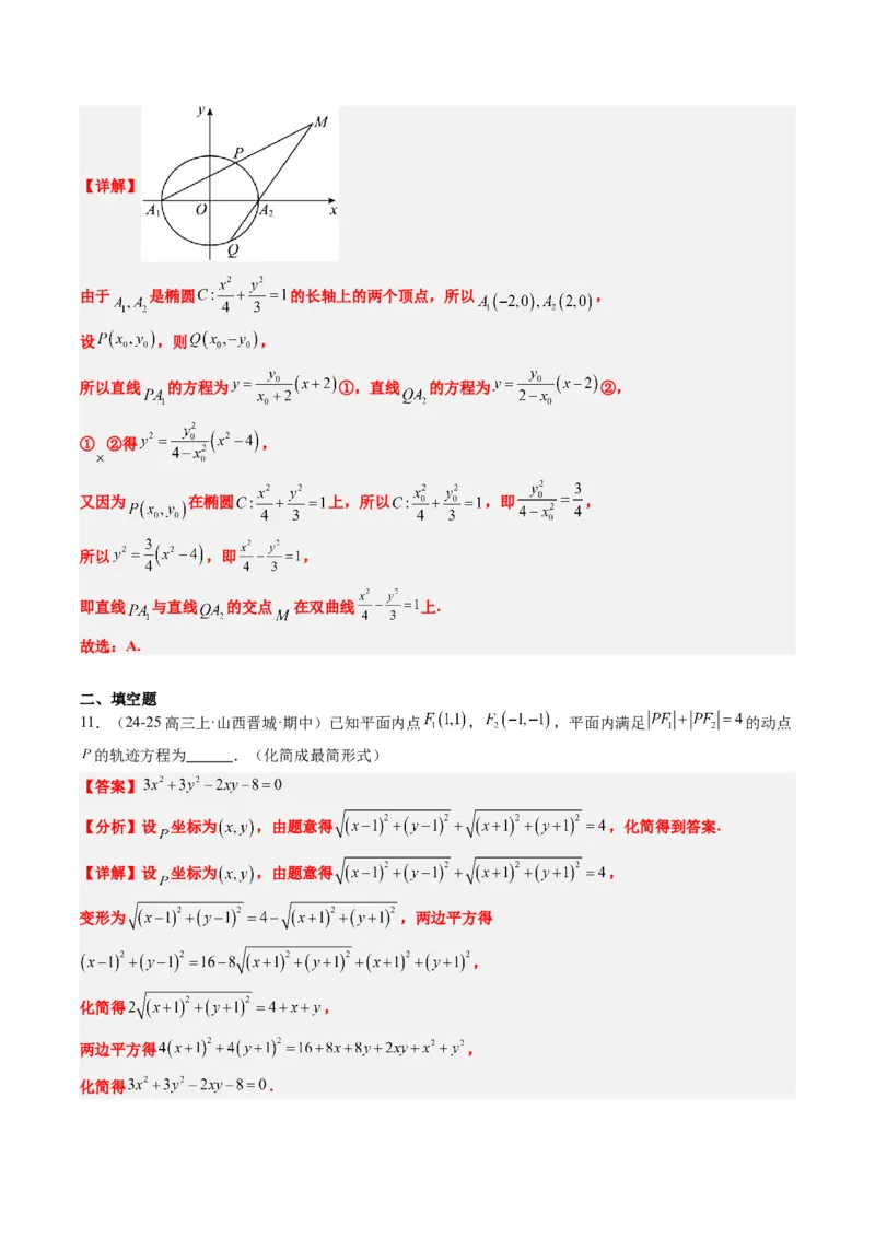 专题14圆锥曲线中的轨迹方程问题（4大题型）-2025年高考数学二轮热点题型归纳与变式演练（新高考通用）（解析版）_02高考数学_2025年新高考资料_二轮复习_一、题型突破