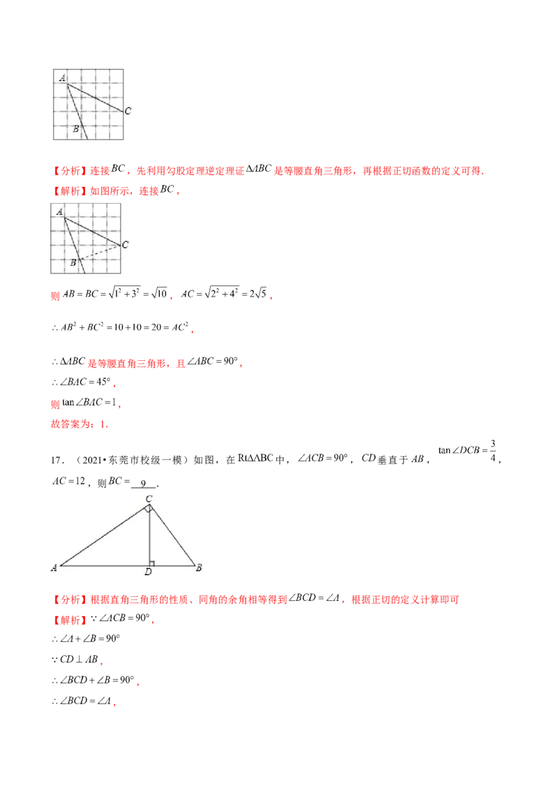 专题1.1锐角三角函数-九年级数学下册尖子生同步培优题典（解析版）北师大版_北师大初中数学_9下-北师大版初中数学_05习题试卷_1课时练习_同步练习（第1套）