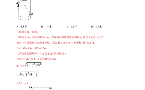 专题05勾股定理中的最值问题（解析版）-重难点突破2021-2022学年八年级数学上册常考题专练（北师大版）_北师大初中数学_8上-北师大版初中数学_旧版_06专项讲练