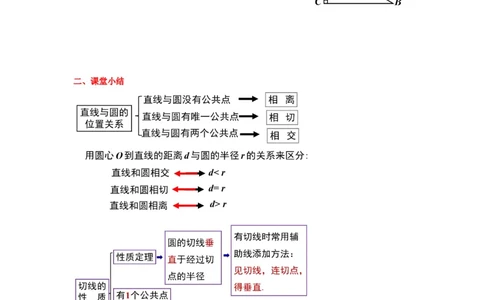 3.6第1课时直线和圆的位置关系及切线的性质导学案_北师大初中数学_9下-北师大版初中数学_01课件+教案+学案新课标_导学案_3.BS九下第三章圆