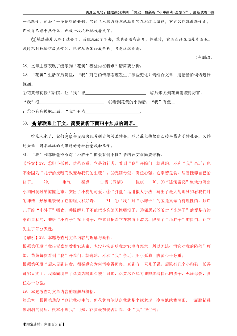 第25讲词句的理解与赏析（练习）-2024年中考语文一轮复习讲练测（全国通用）（解析版）_02中考总复习（2026版更新中）_01-语文-中考总复习_2024年中考资料_一轮复习_教师版（含答案解析）