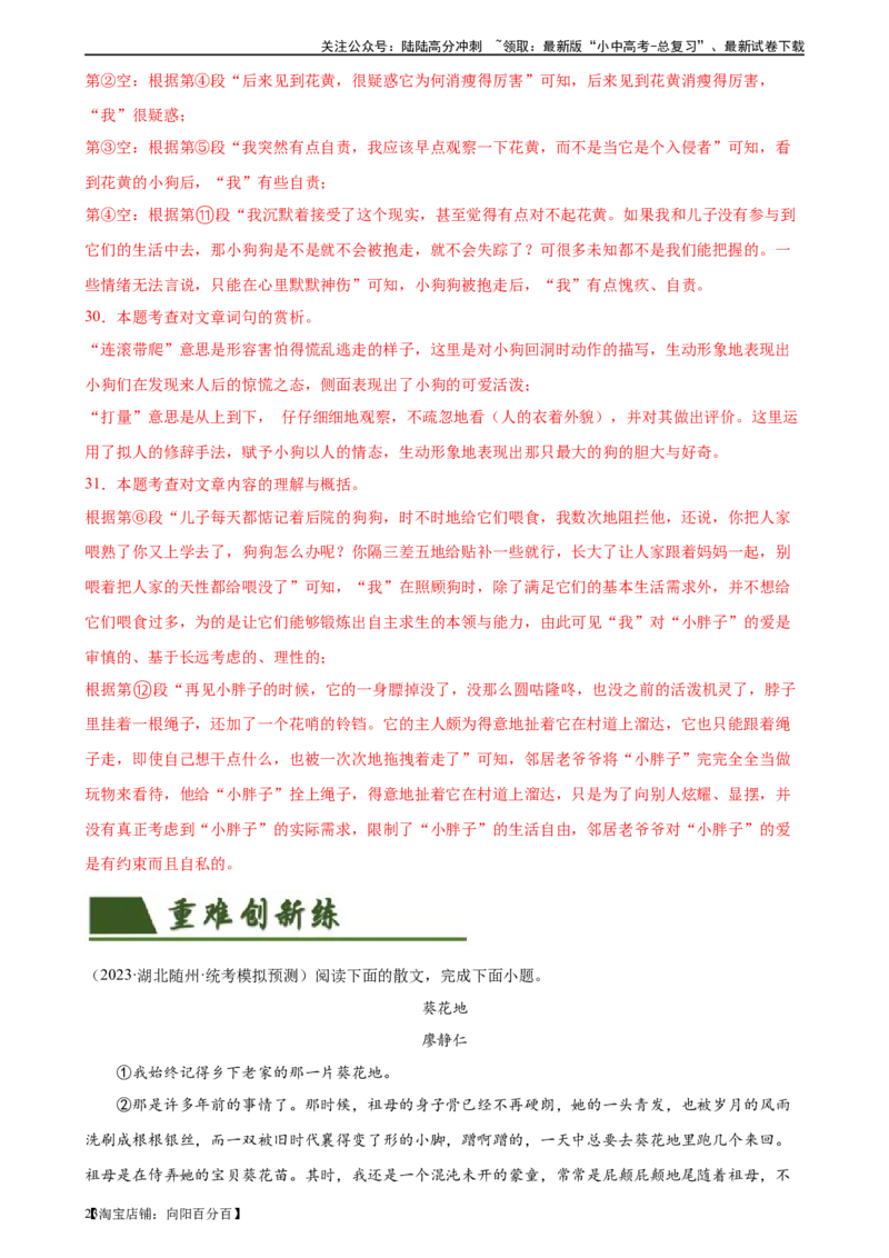 第25讲词句的理解与赏析（练习）-2024年中考语文一轮复习讲练测（全国通用）（解析版）_02中考总复习（2026版更新中）_01-语文-中考总复习_2024年中考资料_一轮复习_教师版（含答案解析）