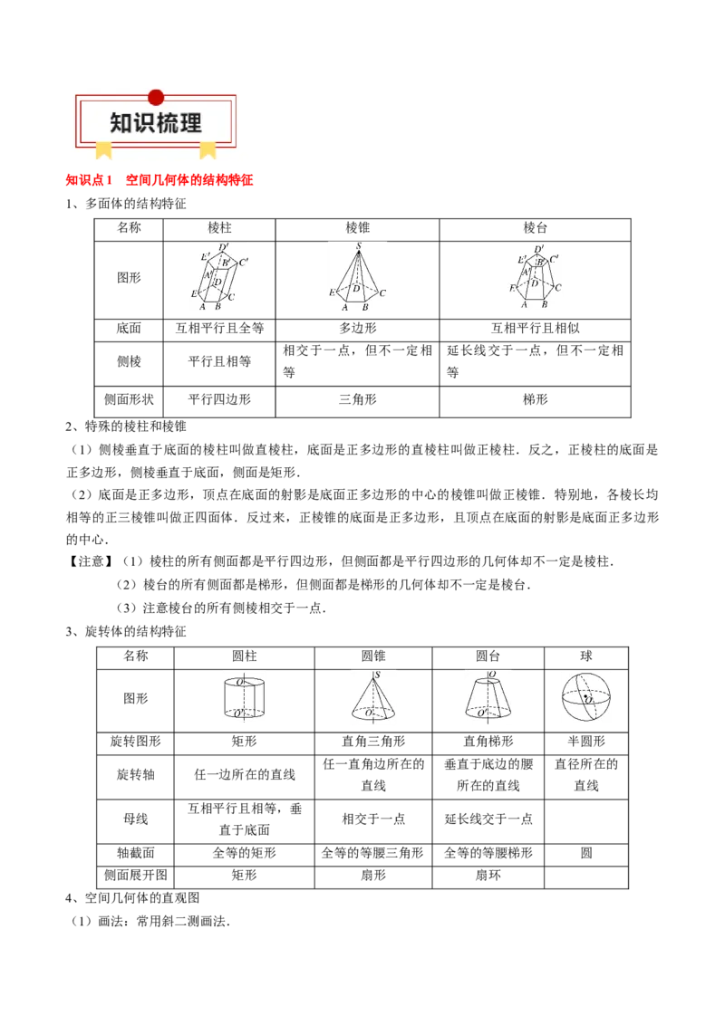 专题13立体几何初步（解析版）_02高考数学_2024年新高考资料_1.2024一轮复习_2024年高考数学一轮复习知识清单（新高考专用）