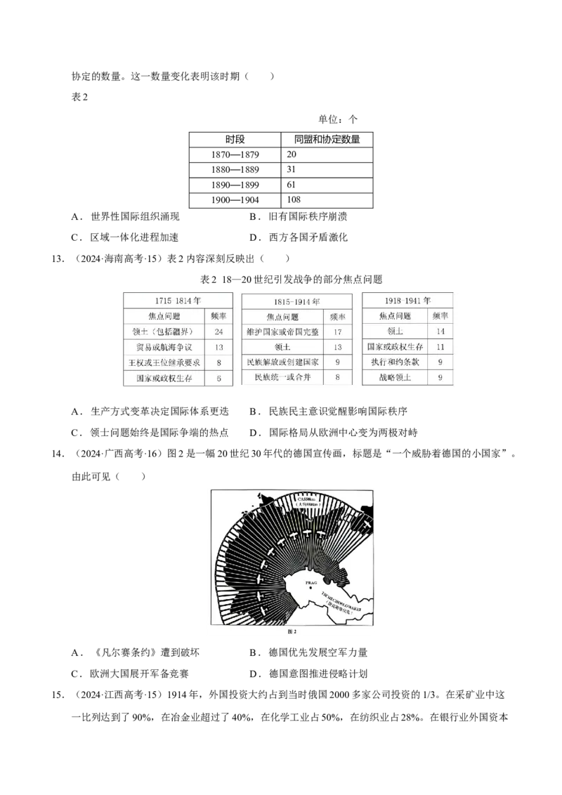 专题13风云变幻&mdash;&mdash;近代以来的国际关系与国际格局的演变（练习）（原卷版）_07高考历史_2025年新高考资料_二轮复习_上好课2025年高考历史二轮复习讲练测（新高考通用）3379861
