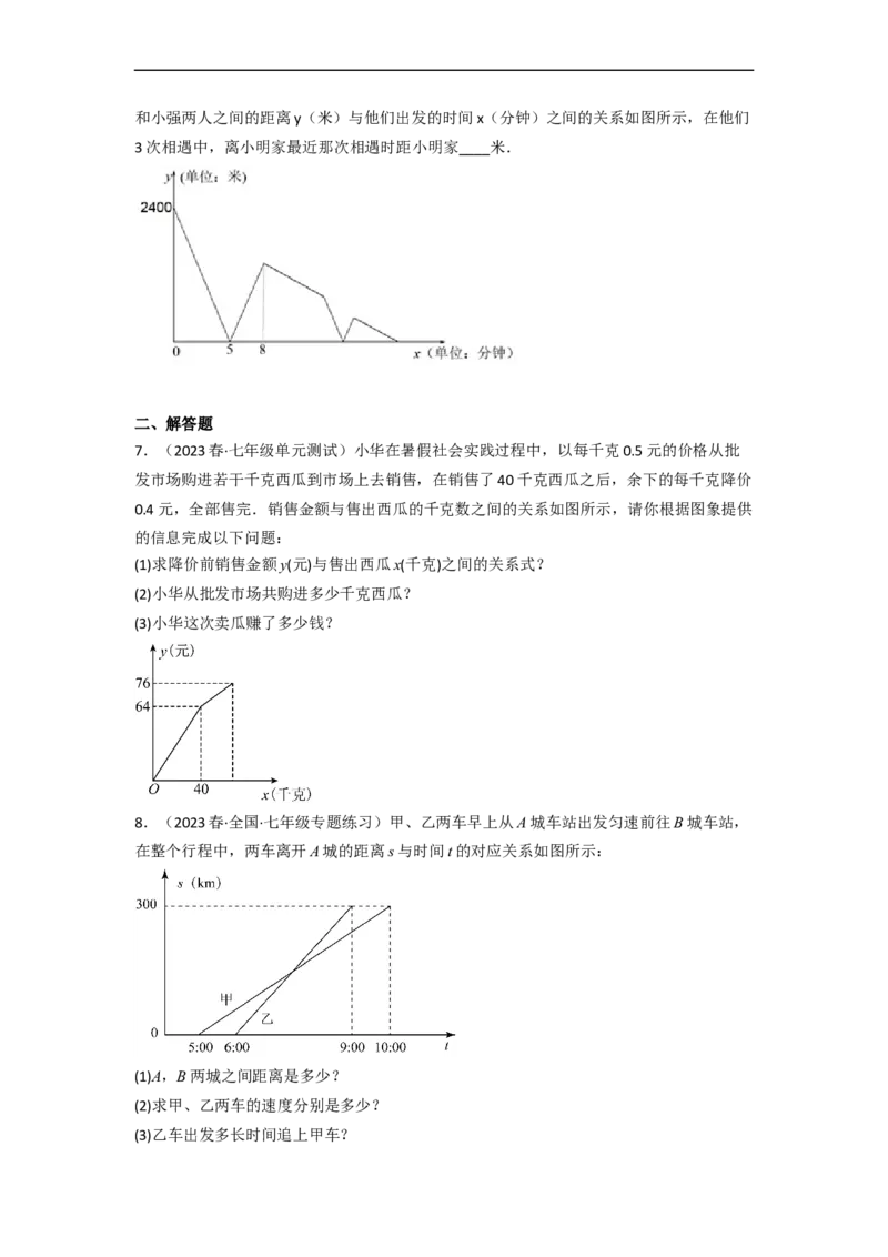 3.3用图象表示的变量间关系（分层练习）（原卷版）_北师大初中数学_7下-北师大版初中数学_7下-初中数学北师大版（旧版）赠送_05习题试卷_1课时练习_同步练习（第1套）