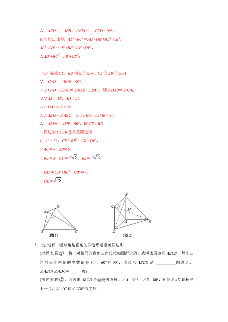 专项10勾股定理之垂美四边形模型综合应用（解析版）_北师大初中数学_8上-北师大版初中数学_旧版_06专项讲练_2022-2023学年八年级数学上册高分突破必练专题（北师大版）