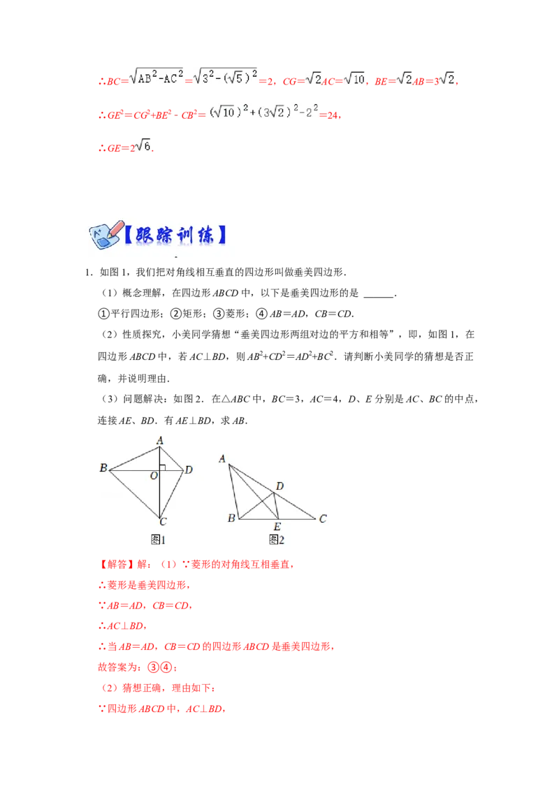 专项10勾股定理之垂美四边形模型综合应用（解析版）_北师大初中数学_8上-北师大版初中数学_旧版_06专项讲练_2022-2023学年八年级数学上册高分突破必练专题（北师大版）