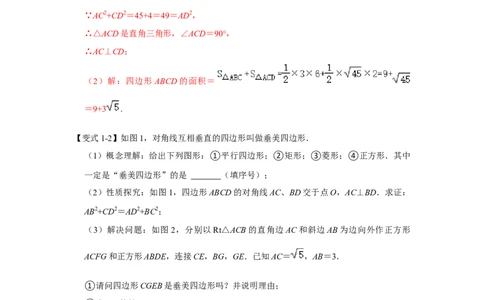 专项10勾股定理之垂美四边形模型综合应用（解析版）_北师大初中数学_8上-北师大版初中数学_旧版_06专项讲练_2022-2023学年八年级数学上册高分突破必练专题（北师大版）