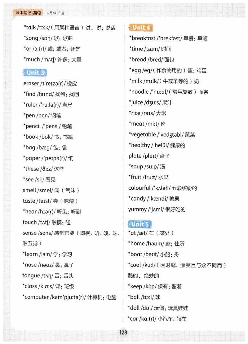 小学英语PEP3年级下册课堂笔记（25春最新版）_26春四年级上下册人教版_四上英语合集人教版PEP英语四年级上册新教材（教学视频+课件+动画+音频+练习+教案）_17练习资料