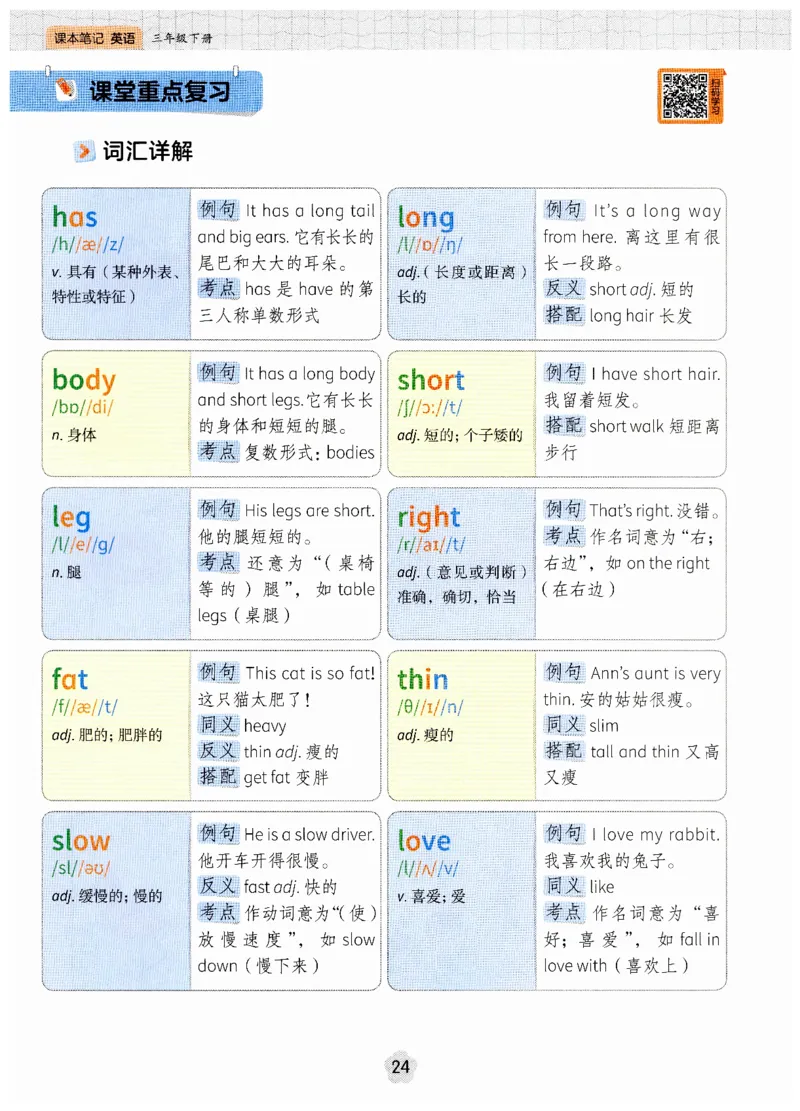 小学英语PEP3年级下册课堂笔记（25春最新版）_26春四年级上下册人教版_四上英语合集人教版PEP英语四年级上册新教材（教学视频+课件+动画+音频+练习+教案）_17练习资料