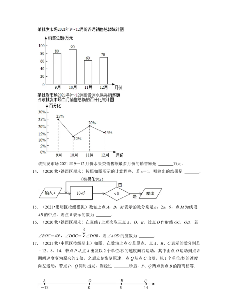 七年级数学下学期开学摸底卷（测试范围：七上全部内容）-2021-2022学年七年级数学下学期考试满分全攻略（北师大版（原卷版）_北师大初中数学_7下-北师大版初中数学_06专项讲练