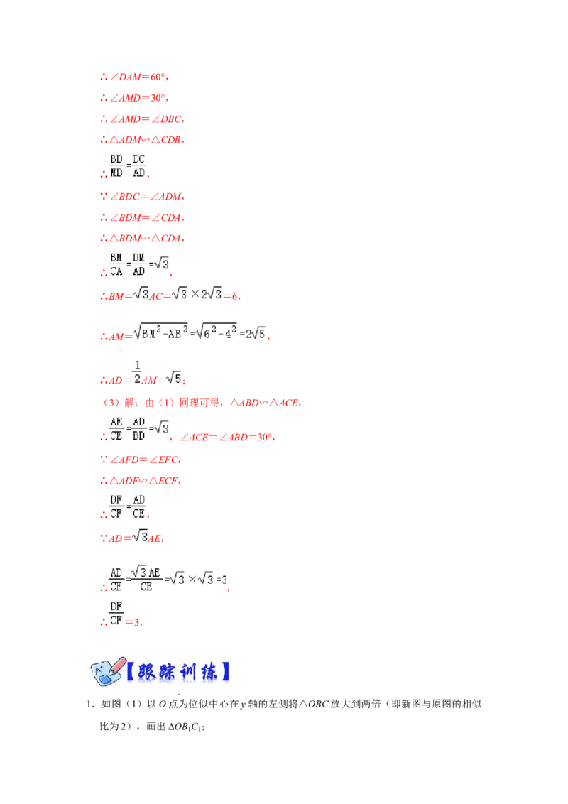 专项12相似三角形-手拉手旋转型综合应用（2大类型）（解析版）_北师大初中数学_9下-北师大版初中数学_06专项讲练_2022-2023学年九年级数学全册高分突破必练专题（北师大版）