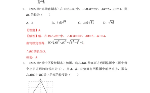 专题03勾股定理的基本应用（十大类型）（解析版）-2022-2023学年八年级数学下册《高分突破&bull;培优新方法》（北师大版）_北师大初中数学_8下-北师大版初中数学_旧版-可参考_06专项讲练