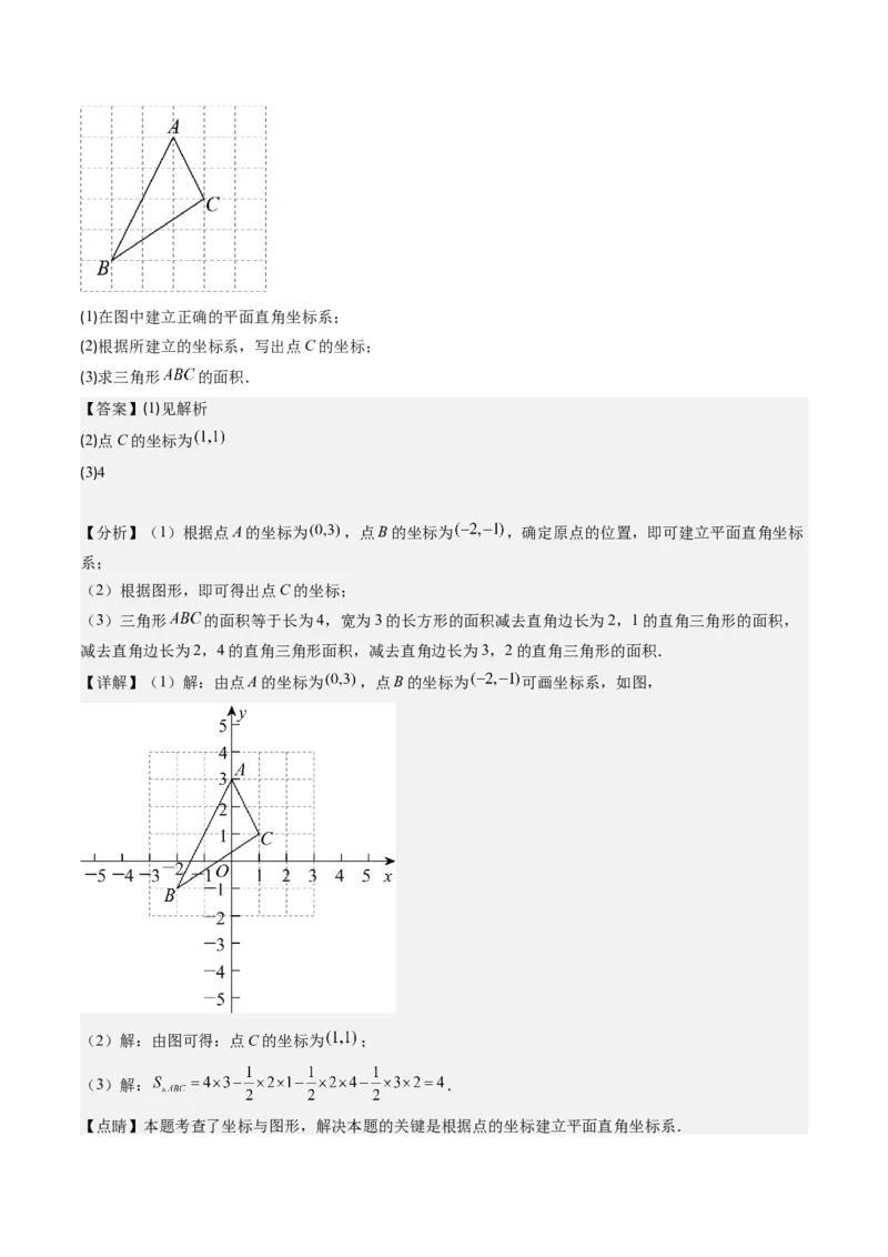 3.1讲确定位置与平面直角坐标系(7类热点题型讲练)（解析版）_北师大初中数学_8上-北师大版初中数学_旧版_05习题试卷_帮课堂2023-2024学年八年级数学上册同步学与练（北师大版）