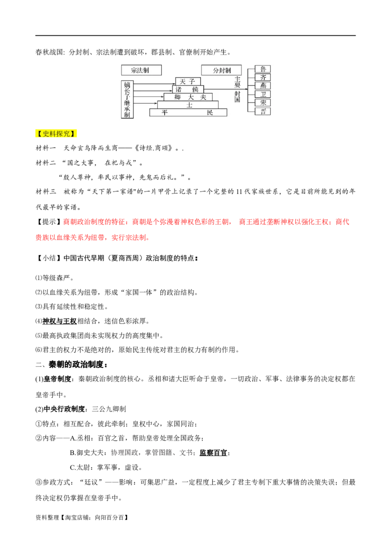 专题15政治制度（选择性必修一）-口袋书2024年高考历史一轮复习知识清单_07高考历史_新高考复习资料_2024年新高考复习资料_一轮复习资料