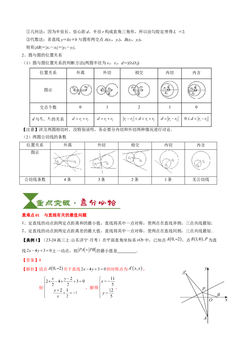 专题15直线与圆（4知识点+3重难点+12方法技巧+4易错易混）（解析版）_02高考数学_2025年新高考资料_一轮复习_上好课2025年高考数学一轮复习知识清单3246850_知识必备&middot;夯基础