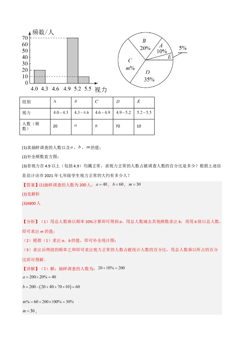 6.3数据的表示（分层练习）（解析版）_北师大初中数学_7上-北师大版初中数学_7上-初中数学北师大（旧版）赠送_05习题试卷_1课时练习_同步练习（第1套）