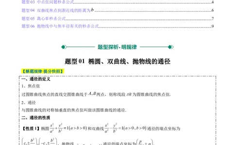 专题13圆锥曲线二级结论秒杀技巧（6大题型）-2025年高考数学二轮热点题型归纳与变式演练（新高考通用）（原卷版）_02高考数学_2025年新高考资料_二轮复习_一、题型突破