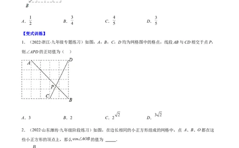 专题01锐角三角形函数和特殊角的三角函数值(原卷版)（重点突围）_北师大初中数学_9上-北师大版初中数学_06专项讲练