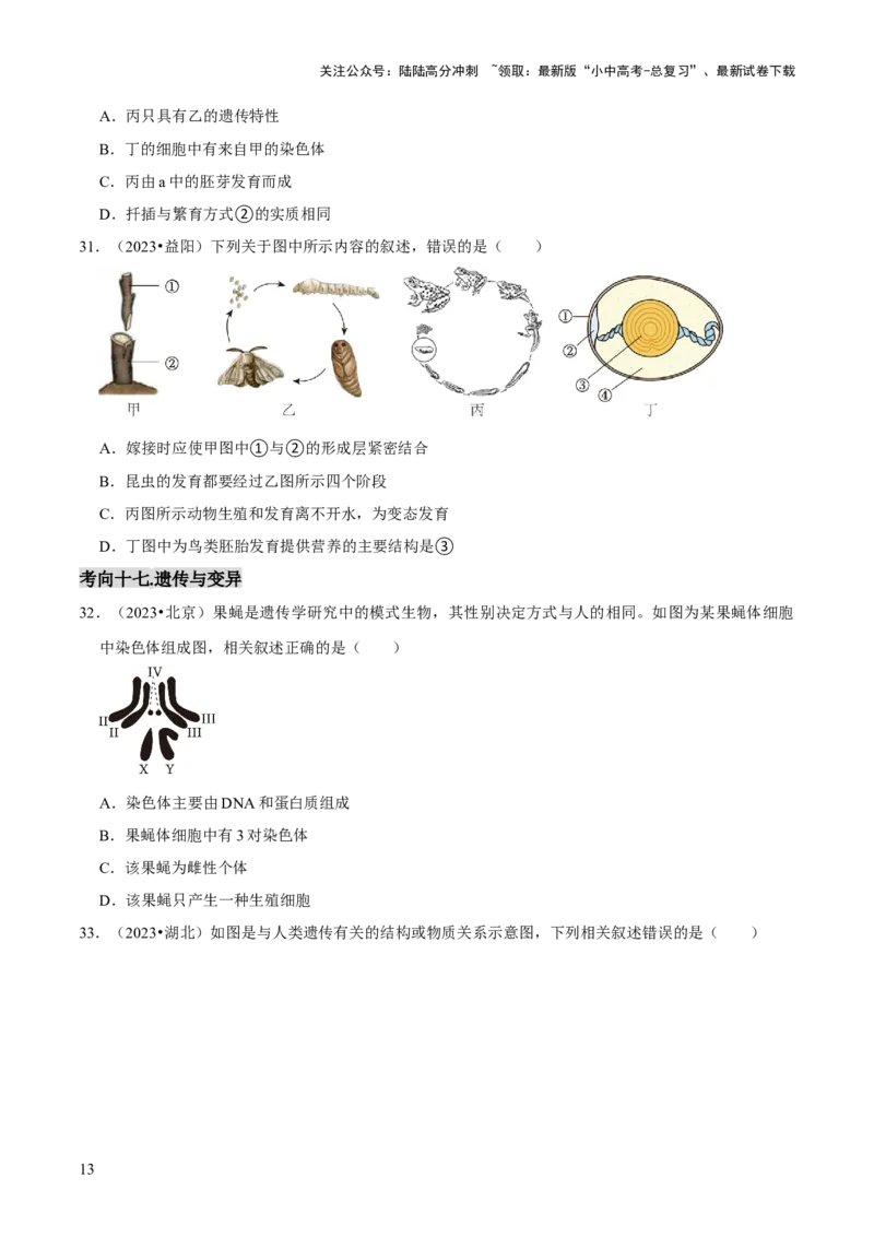 题型突破一结构图作答（原版卷）_02中考总复习（2026版更新中）_08-生物-中考总复习_2024年中考复习资料_三轮复习_查漏补缺2024年中考生物复习冲刺过关（全国通用）_查补能力&middot;提升练