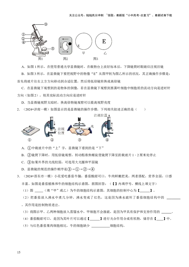 题型突破一结构图作答（原版卷）_02中考总复习（2026版更新中）_08-生物-中考总复习_2024年中考复习资料_三轮复习_查漏补缺2024年中考生物复习冲刺过关（全国通用）_查补能力&middot;提升练
