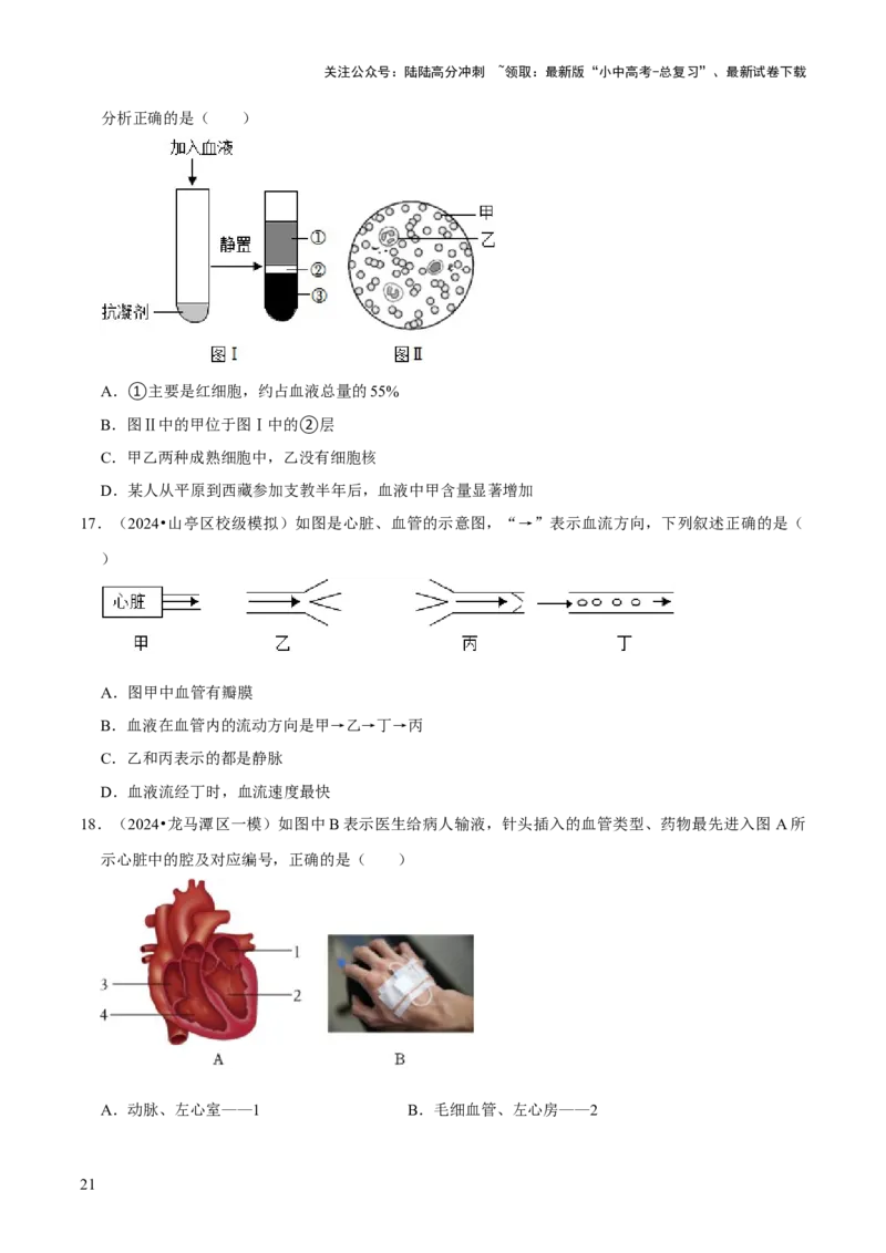 题型突破一结构图作答（原版卷）_02中考总复习（2026版更新中）_08-生物-中考总复习_2024年中考复习资料_三轮复习_查漏补缺2024年中考生物复习冲刺过关（全国通用）_查补能力&middot;提升练