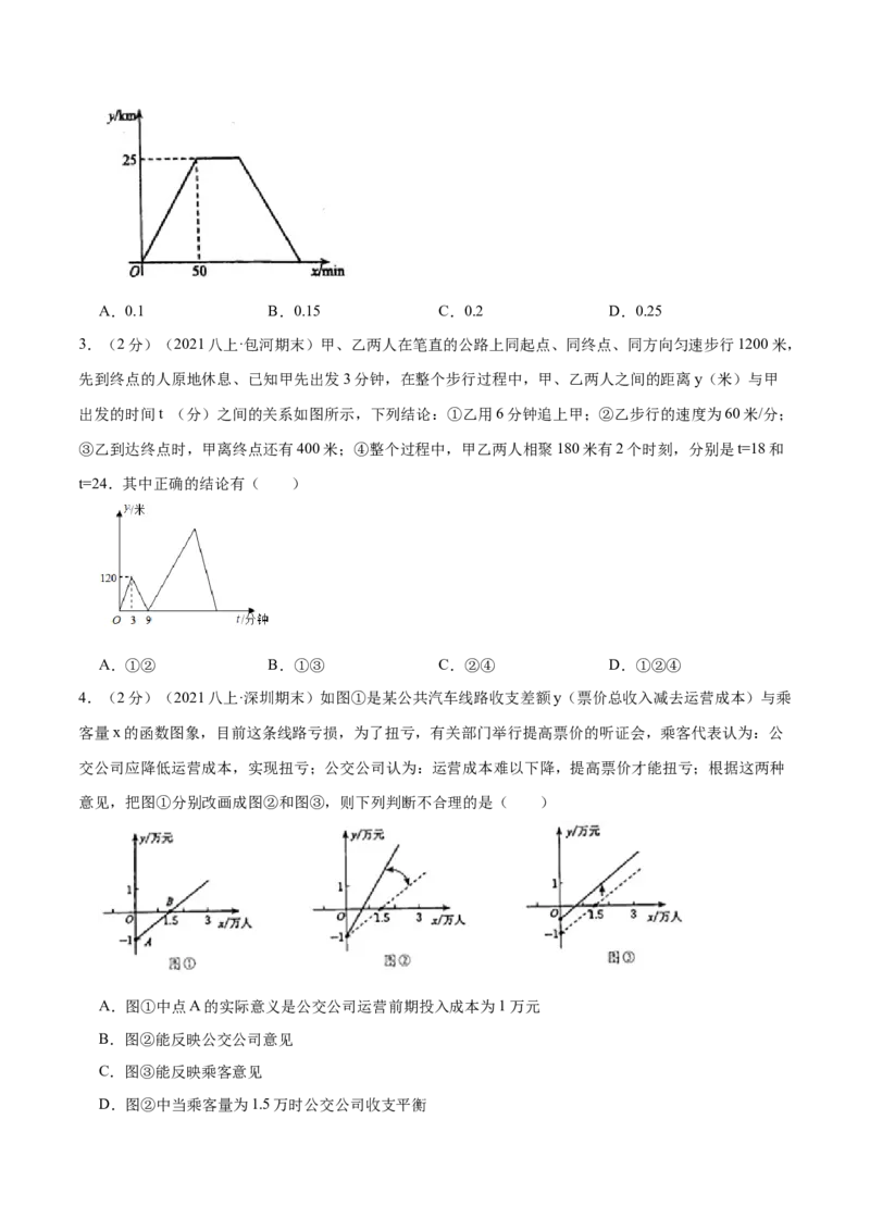 专题07一次函数的应用（原卷版）_北师大初中数学_8上-北师大版初中数学_旧版_06专项讲练_挑战压轴题2022-2023学年八年级数学上册压轴题专题精选汇编（北师大版）