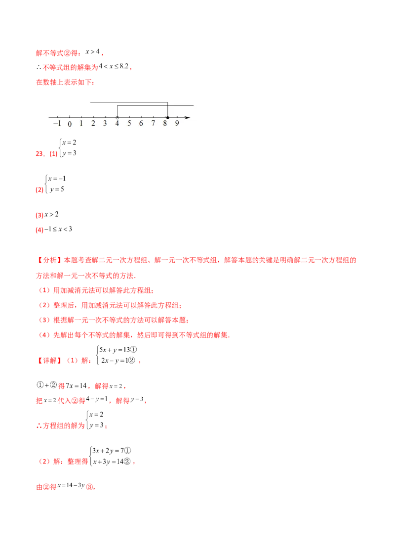 专题9.16一元一次不等式（组）精选100题（人教版）_初中数学_七年级数学下册（人教版）_专题突破练习-V4