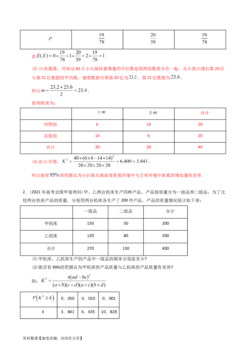 专题15概率与统计（解答题）（解析版）_02高考数学_通用版（老高考）复习资料_2024年复习资料_完五年（2019-2023）高考真题分项汇编（全国通用）_解析版