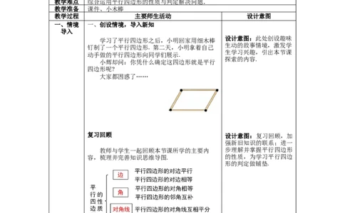 6.2第1课时利用平行四边形边的关系判定平行四边形_北师大初中数学_8下-北师大版初中数学_旧版-可参考_01课件+教案+学案新课标_教案_6.BS八下第六章平行四边形
