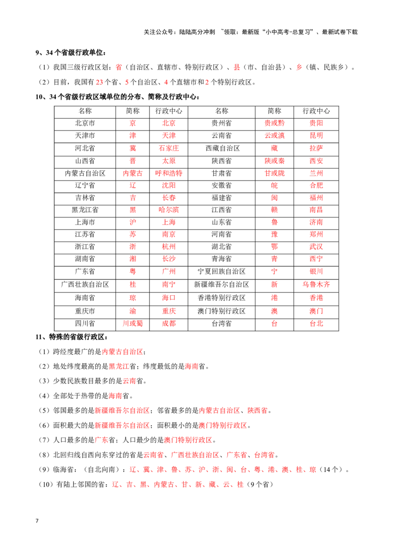 专题15中国的疆域和行政区划-备战2024年中考地理识图速记手册与变式演练（全国通用）（解析版）_02中考总复习（2026版更新中）_09-地理-中考总复习_2024年中考复习资料_专项复习资料
